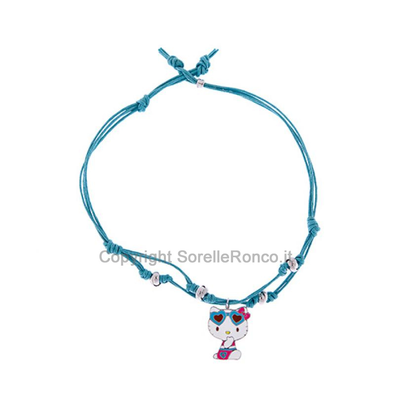 HELLO KITTY COLLANA ARGENTO 925 AZZURRO
