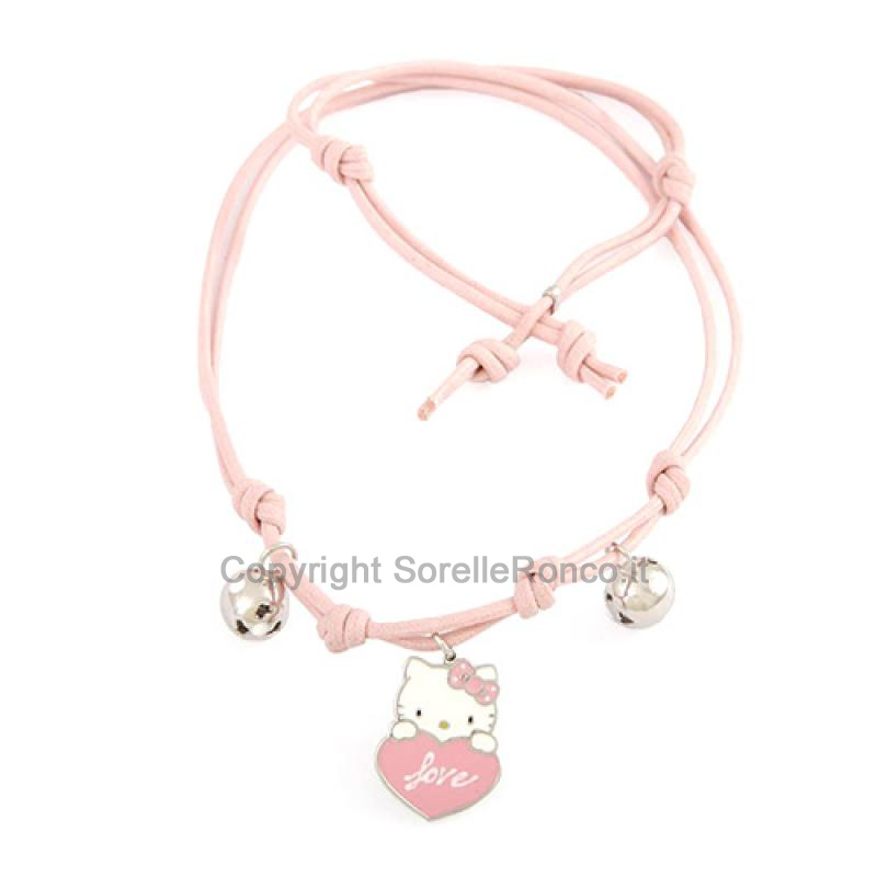 HELLO KITTY COLLANA ROSA KITTY LOVE CON SONAGLI