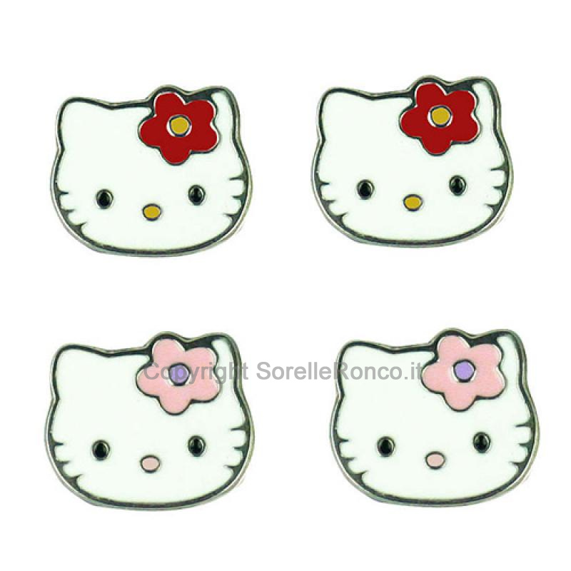 HELLO KITTY ORECCHINI ARGENTO ROSSO