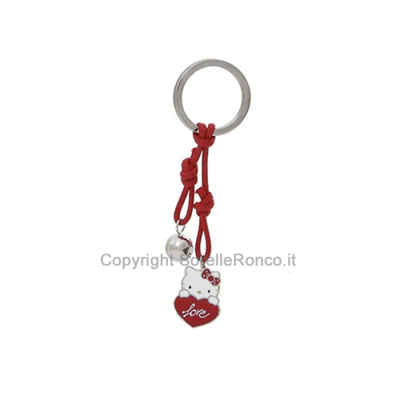 HELLO KITTY PORTACHIAVI ARGENTO 925 CORDA ROSSA