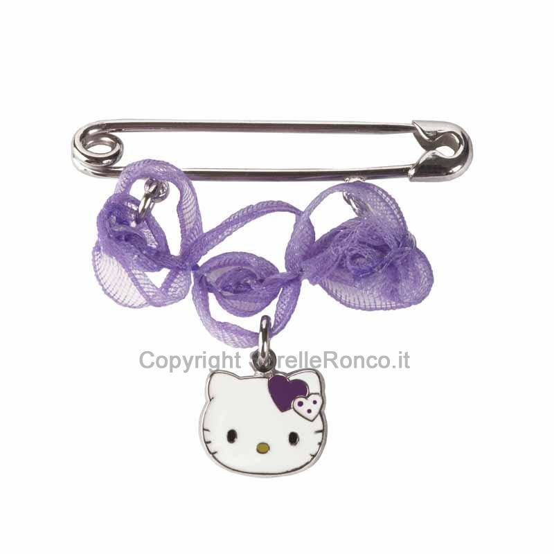 HELLO KITTY SPILLA ARGENTO 925 ORGANZA LILLA