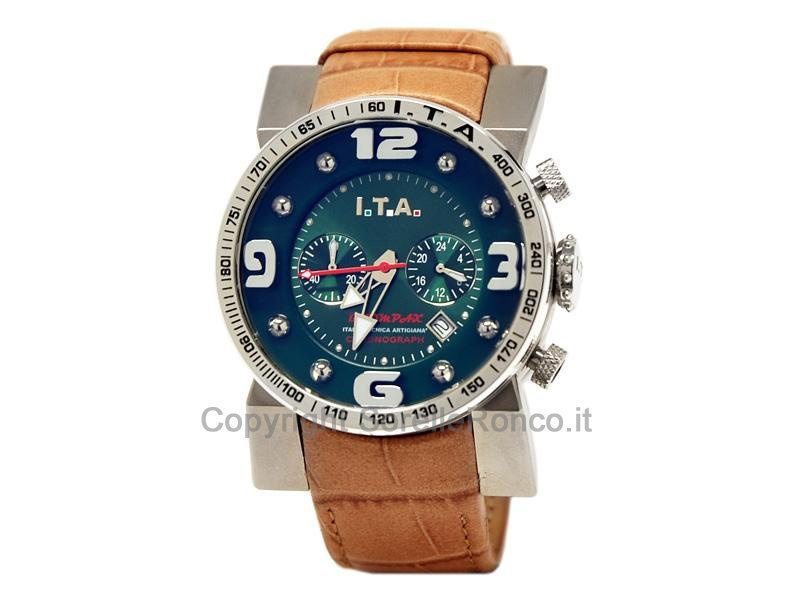  I.T.A. B.COMPAX 42MM VERDE CHRONO PELLE BERIGE