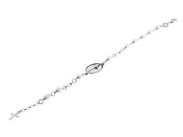 JPBR0790B - Bracciale Cesare Paciotti Rosario Argento e Bianco