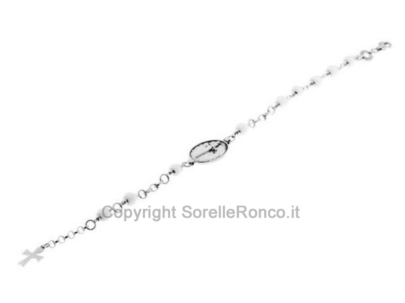BRACCIALE CESARE PACIOTTI ROSARIO ARGENTO E BIANCO