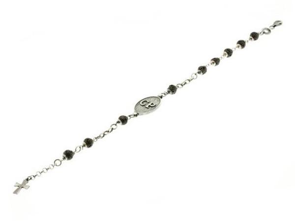 JPBR0792V - Bracciale Cesare Paciotti Rosario Argento e Nero