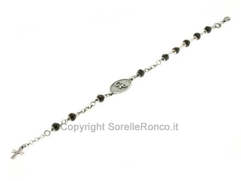 BRACCIALE CESARE PACIOTTI ROSARIO ARGENTO E NERO