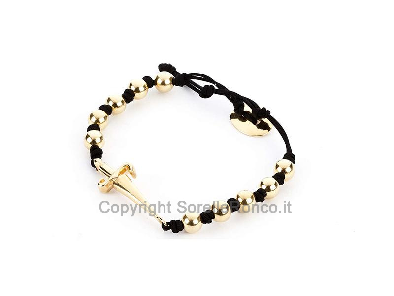 BRACCIALE CESARE PACIOTTI ORO CORDA NERA 17+2+2CM