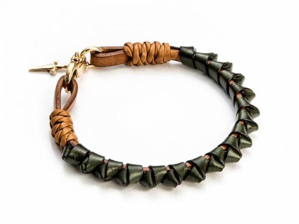 JPBR1166G - Bracciale Cesare Paciotti Intrecciato Cuoio Verde