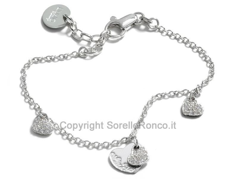 BRACCIALE LUI JO CUORI PENDENTI ZIRCONI