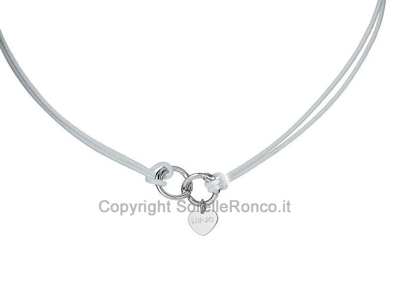 COLLANA LIUJO CUORE E CORDINO BIANCO