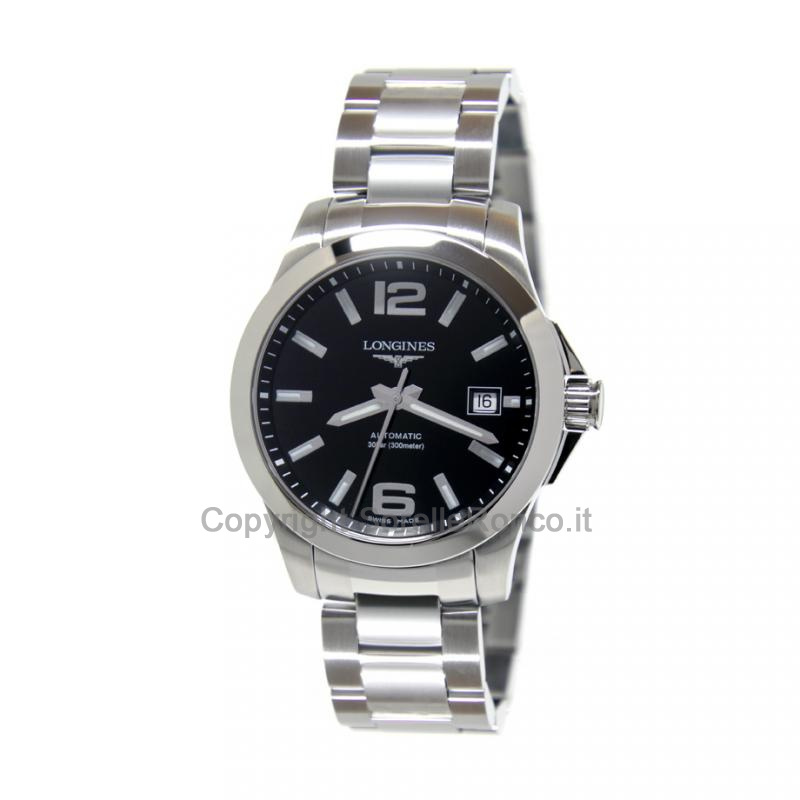 LONGINES CONQUEST ACCIAIO NERO AUTOMATICO 39MM