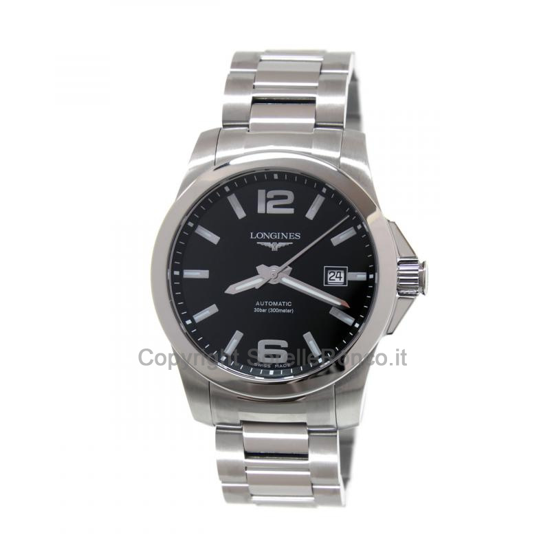 LONGINES CONQUEST ACCIAIO NERO AUTO 41MM