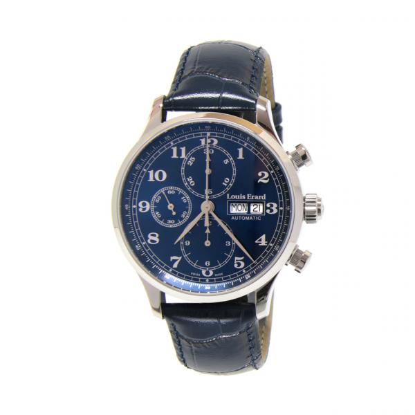 78225AA25-BDC37 - Louis Erard 1931 Blu 42,5mm Auto Chrono Pelle