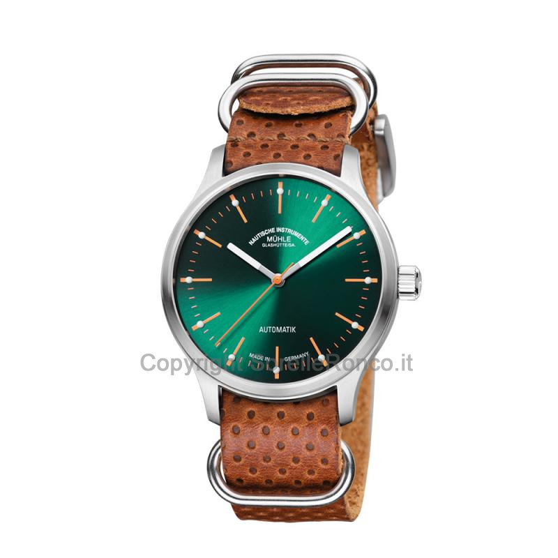 MÜHLE GLASHÜTTE PANOVA VERDE 40MM PELLE TRAFORATA