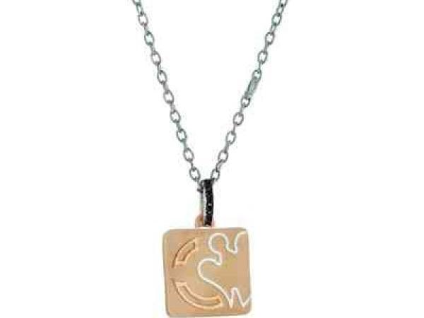 MAN15 - Collana Ciondolo Quadrato Argento Rosè