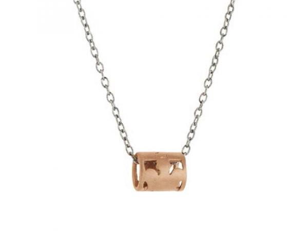 MAN19 - Collana Ciondolo Cilindro Argento Rosè