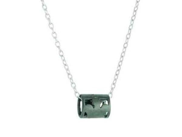 MAN20 - Collana Ciondolo Cilindro Argento Nero