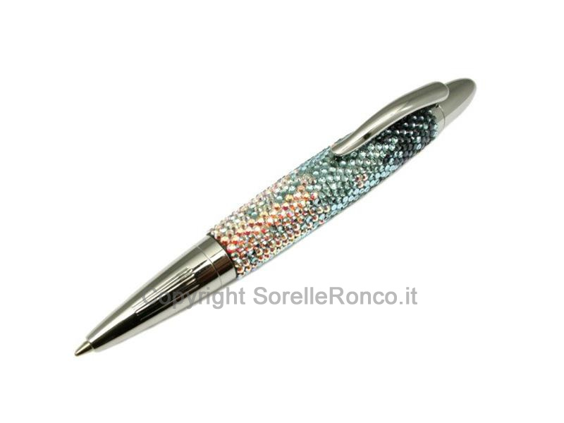 PENNA SFERA MINI SWAROVSKI BLU ROSA