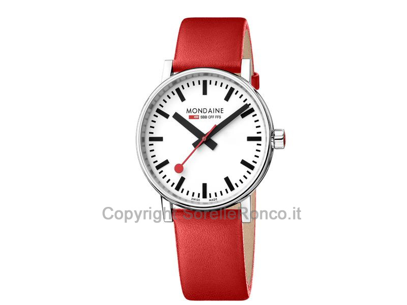 MONDAINE EVO2 SBB 40MM CINTURINO PELLE ROSSA