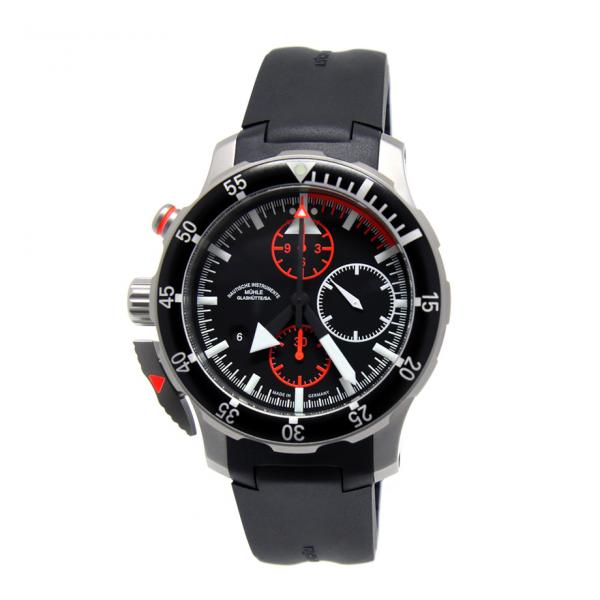 M1-41-33-KB - Mühle Glashütte SAR Flieger-Chrono Nero 45mm Gomma