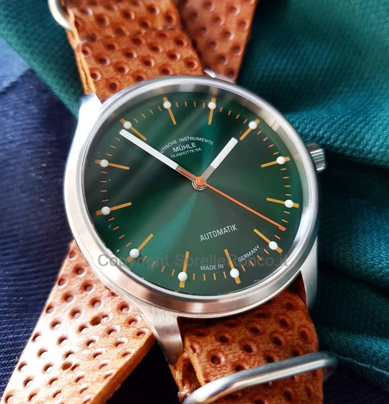 MÜHLE GLASHÜTTE PANOVA VERDE 40MM PELLE TRAFORATA