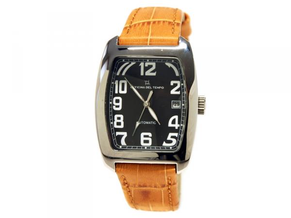 OT0094 - Officina Del Tempo 37x40mm Nero Pelle Marrone Auto