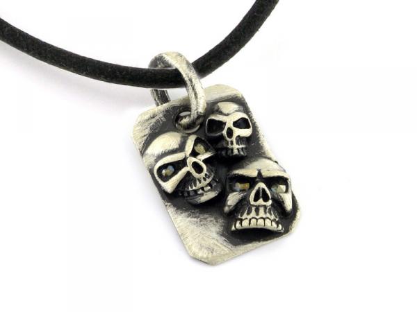 PA121E - Pendente con Teschi Argento e Marcasite