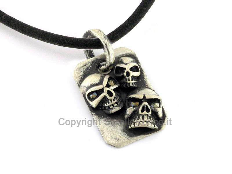 PENDENTE CON TESCHI ARGENTO E MARCASITE