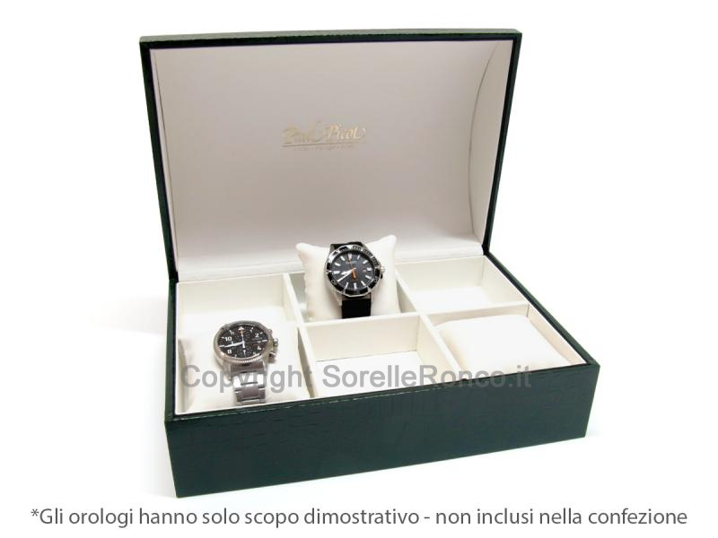 COFANETTO PORTA 6 OROLOGI CUOIO STAMPA ALLIGATORE