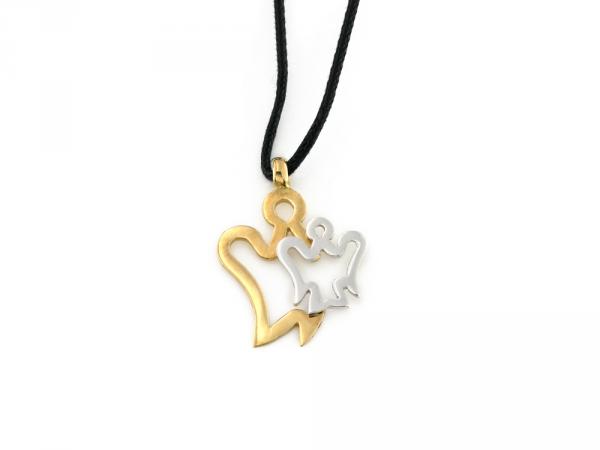 PZ528 - Pendente Angeli Bicolore Oro 18 Kt