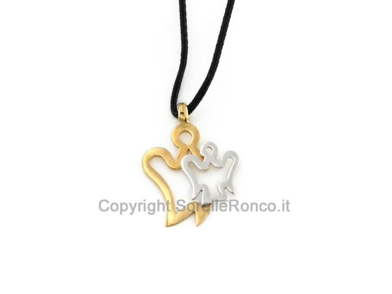 PENDENTE ANGELI BICOLORE ORO 18 KT