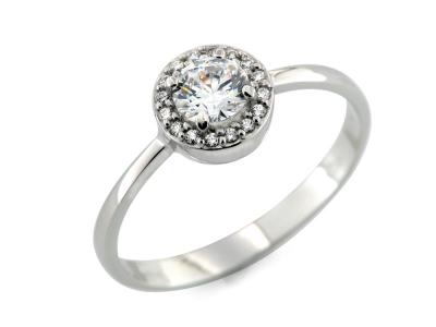 Anello Oro Bianco e Zirconi
