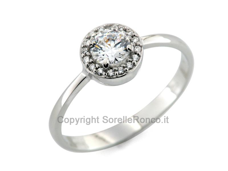 ANELLO ORO BIANCO E ZIRCONI