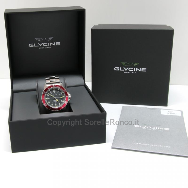 GLYCINE COMBAT SUB ACCIAIO GRIGIO ROSSO 42MM