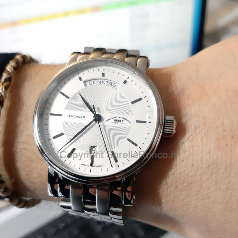 MÜHLE GLASHÜTTE TEUTONIA II SILVER 41MM DATUM