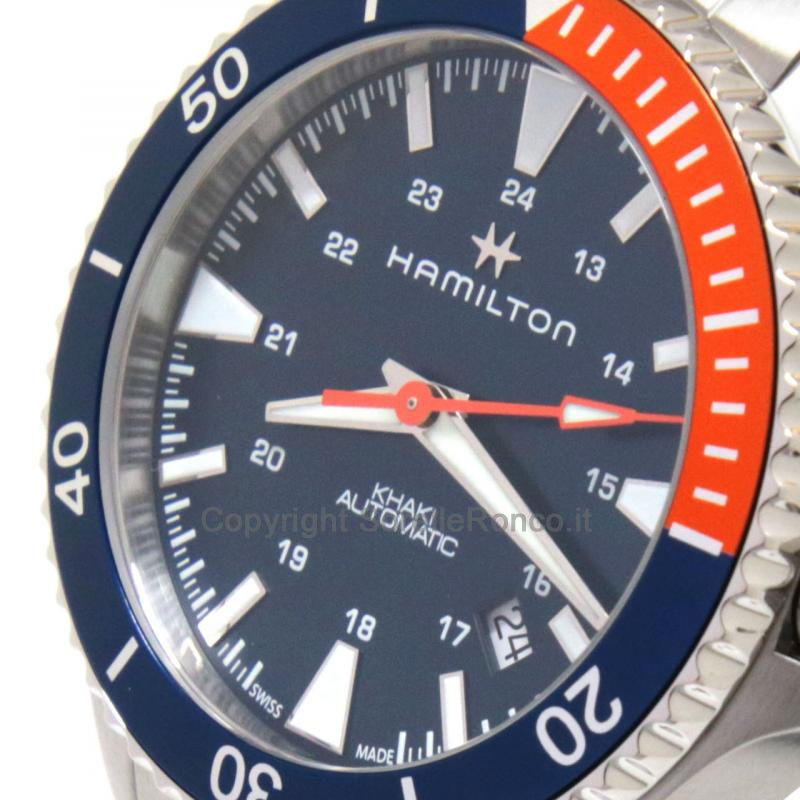 HAMILTON KHAKI NAVY SCUBA BLU/ARANCIO 40MM ACCIAIO