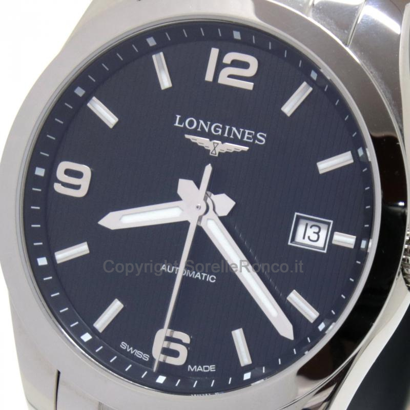 LONGINES CONQUEST ACCIAIO NERO 40MM AUTOMATICO