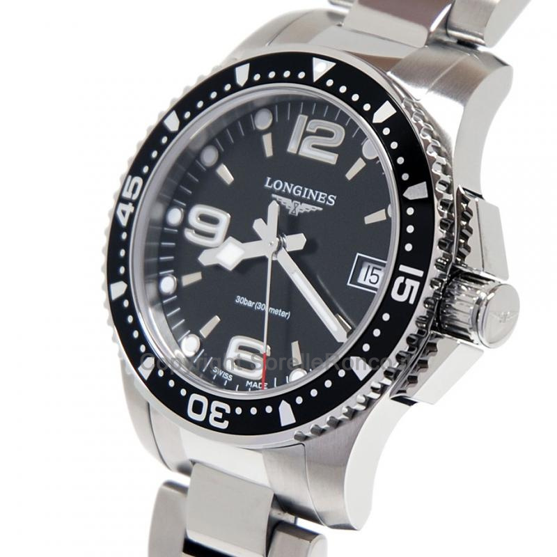LONGINES HYDROCONQUEST 34MM QUARZO NERO ACCIAIO