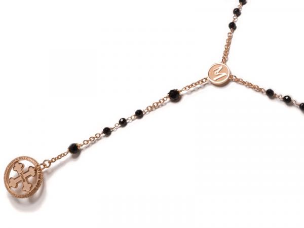 ROSB009N0DR - Collana Rosario Argento Rosa Onice