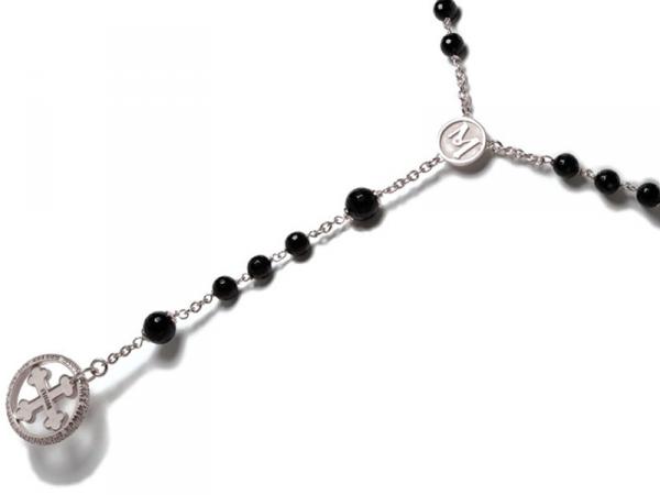 ROSM009N0RB - Collana Rosario Argento Onice MAGNUM