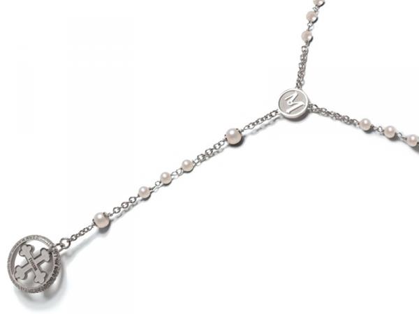 ROSP009P0RB - Collana Rosario Argento Rodiato e PERLE
