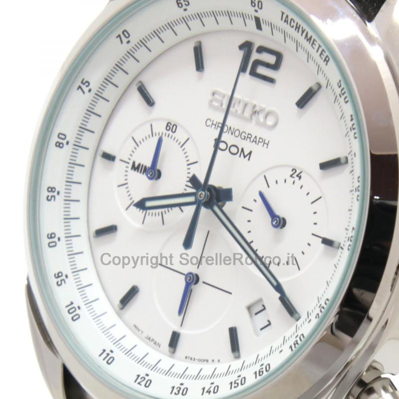 SEIKO SPORT CHRONO BIANCO 44,9MM CINTURINO PELLE