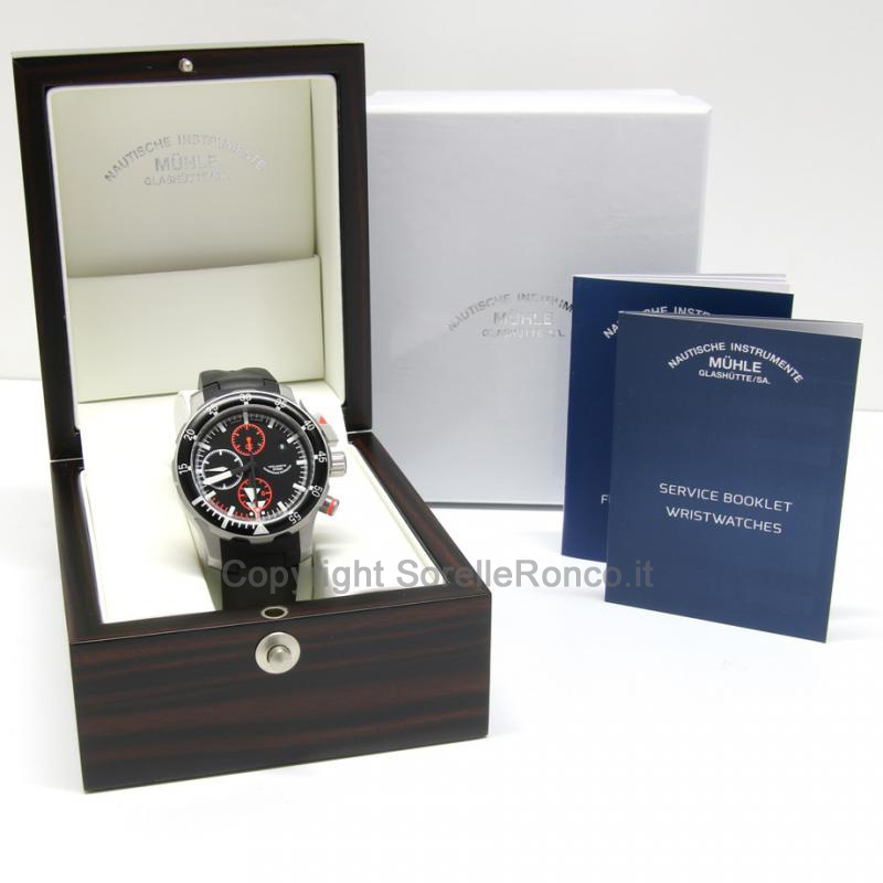 MÜHLE GLASHÜTTE SAR FLIEGER-CHRONO NERO 45MM GOMMA