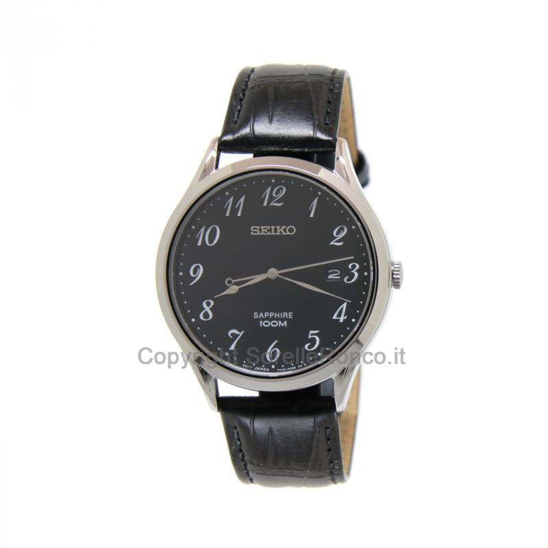 SEIKO CLASSIC NERO 40MM CINTURINO NERO PELLE