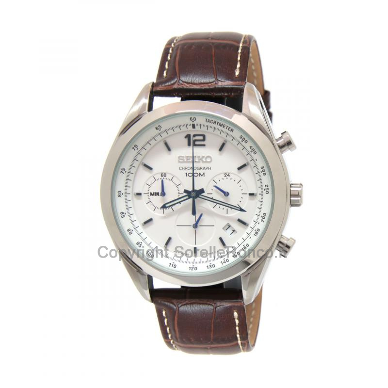 SEIKO SPORT CHRONO BIANCO 44,9MM CINTURINO PELLE