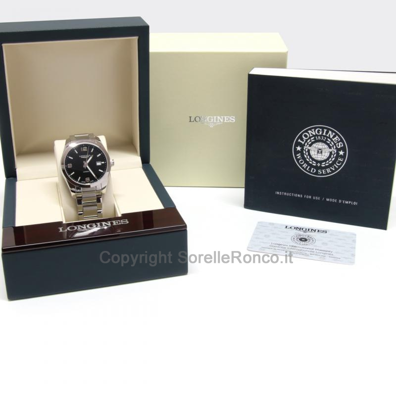 LONGINES CONQUEST ACCIAIO NERO 40MM AUTOMATICO