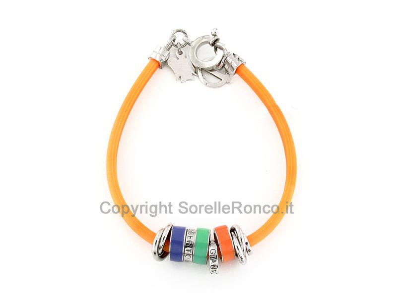 BRACCIALE ARGENTO E GOMMA ARANCIONE