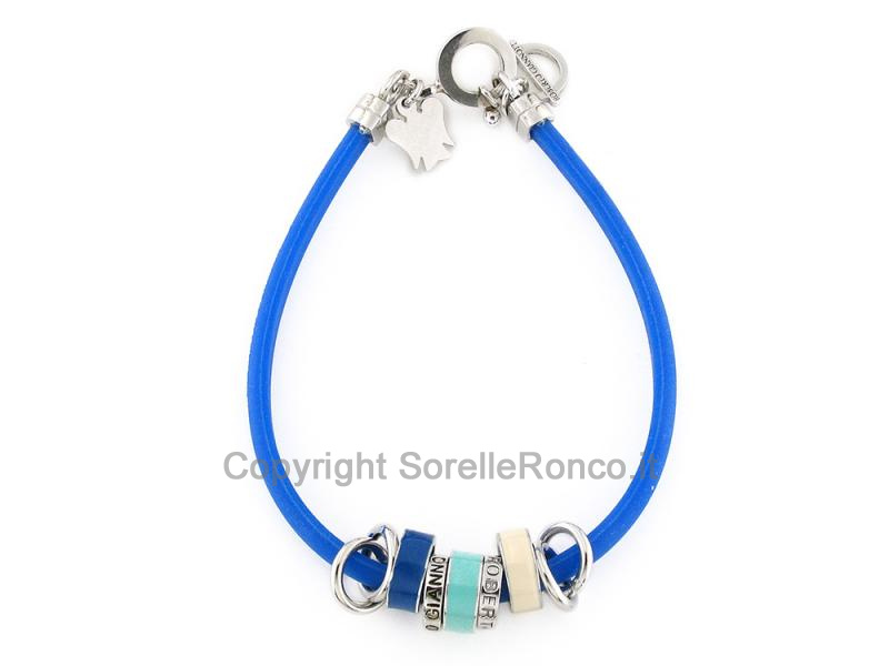 BRACCIALE ARGENTO E GOMMA BLU