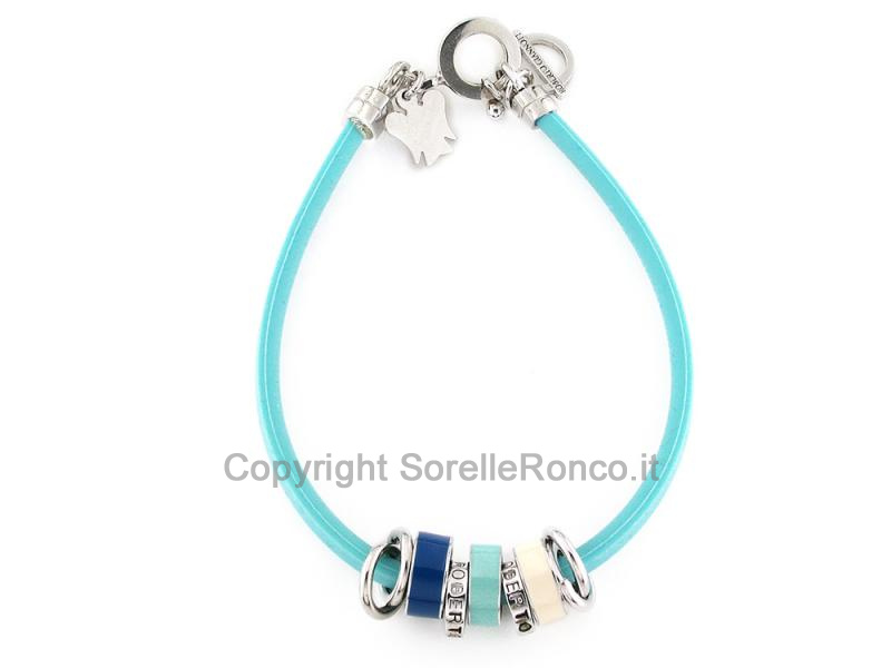 BRACCIALE ARGENTO E GOMMA AZZURRO