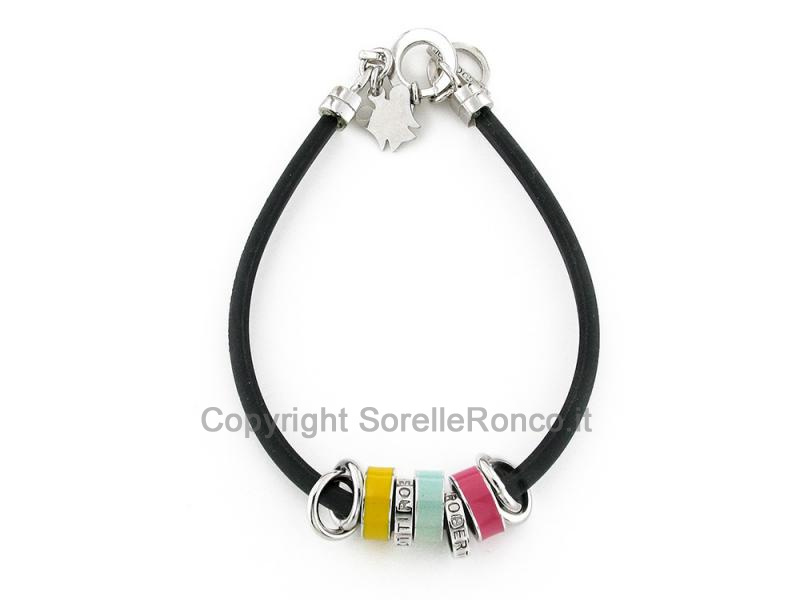 BRACCIALE ARGENTO E GOMMA NERO